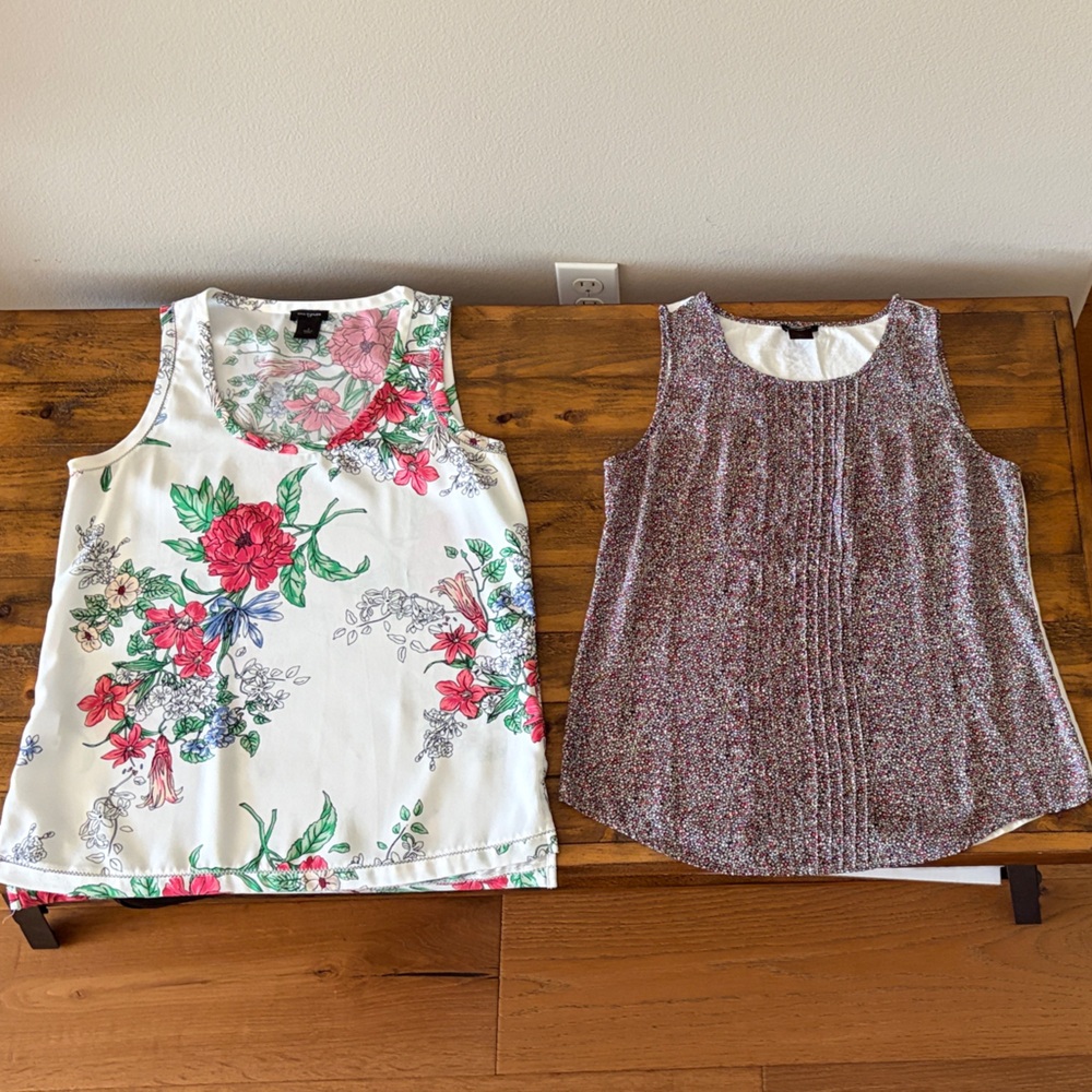 Ann Taylor Floral Print Tops with Green and Pink Bundle